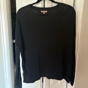Lilla P Black Long Sleeve Sweater with brass snaps at the bottom